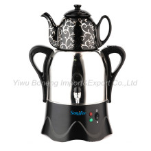 Turkish Samovar, Electric Kettle, Iranian, Russian Samovar with Ceramic Teapot 270-477 (black)